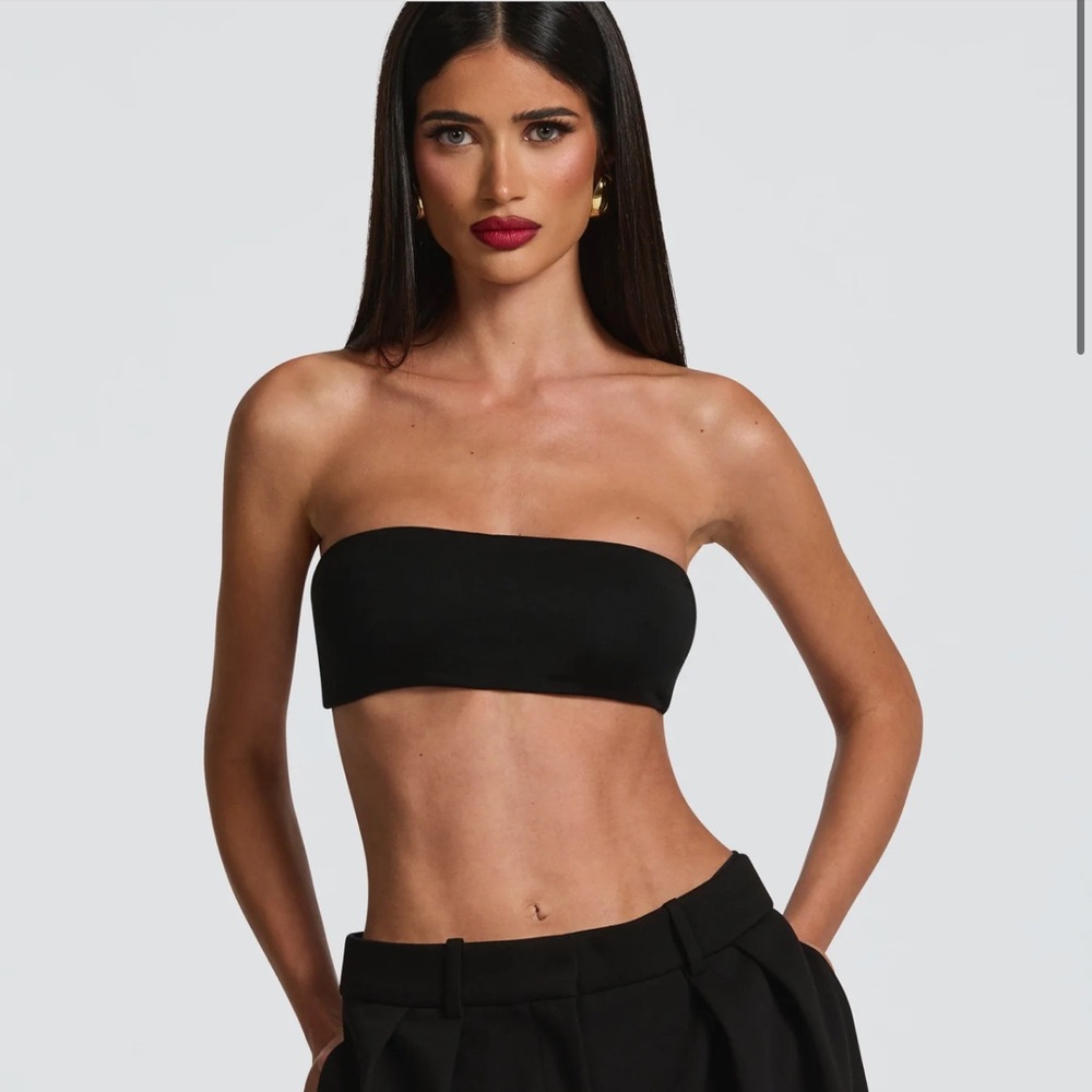 Black Strapless Crop Top